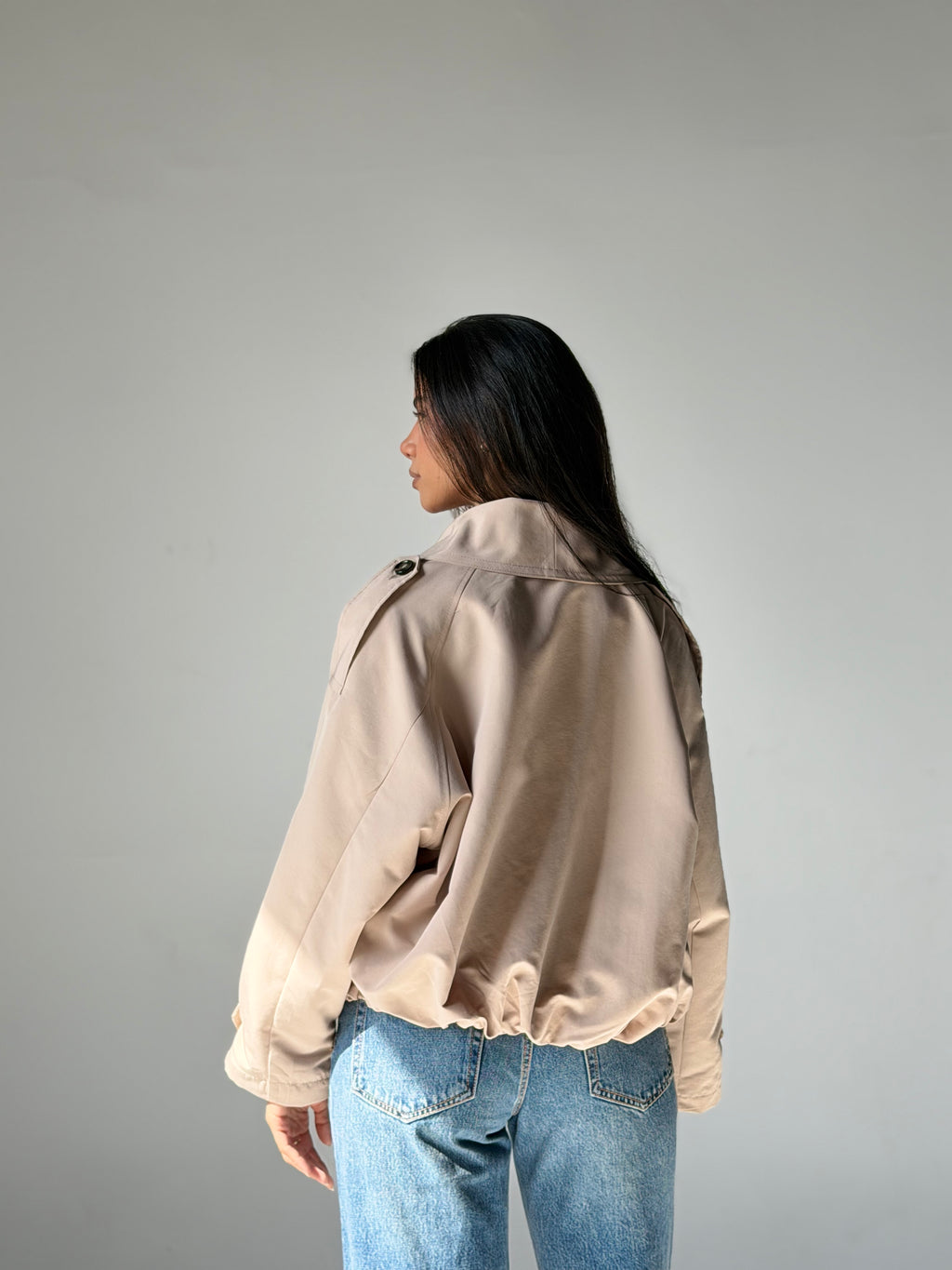 Balloon Trench Jacket in Beige
