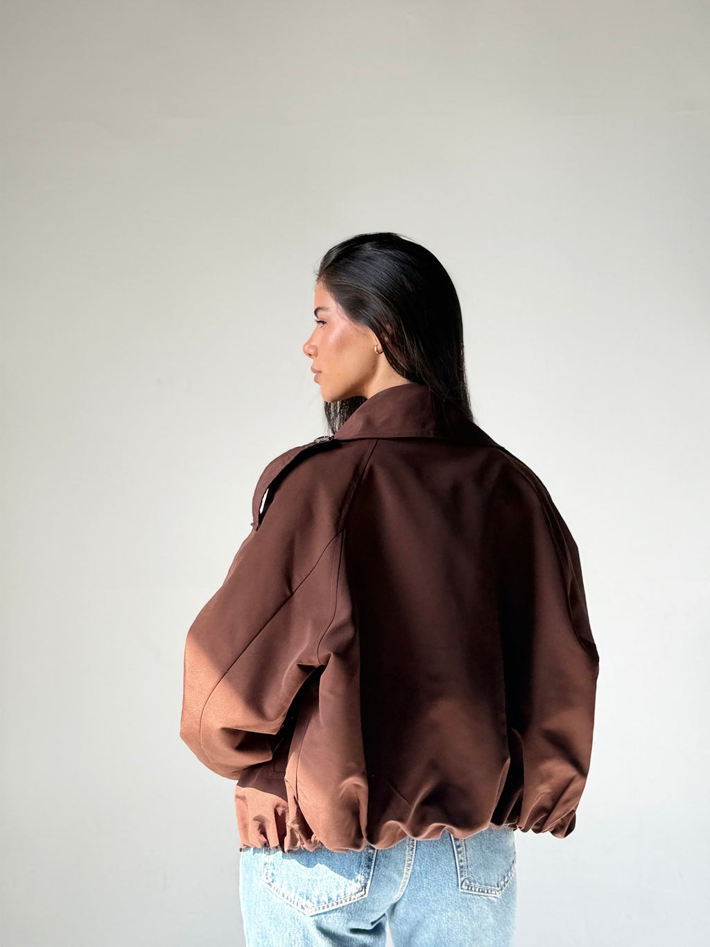 Balloon Trench Jacket in Brown
