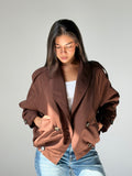 Balloon Trench Jacket in Brown