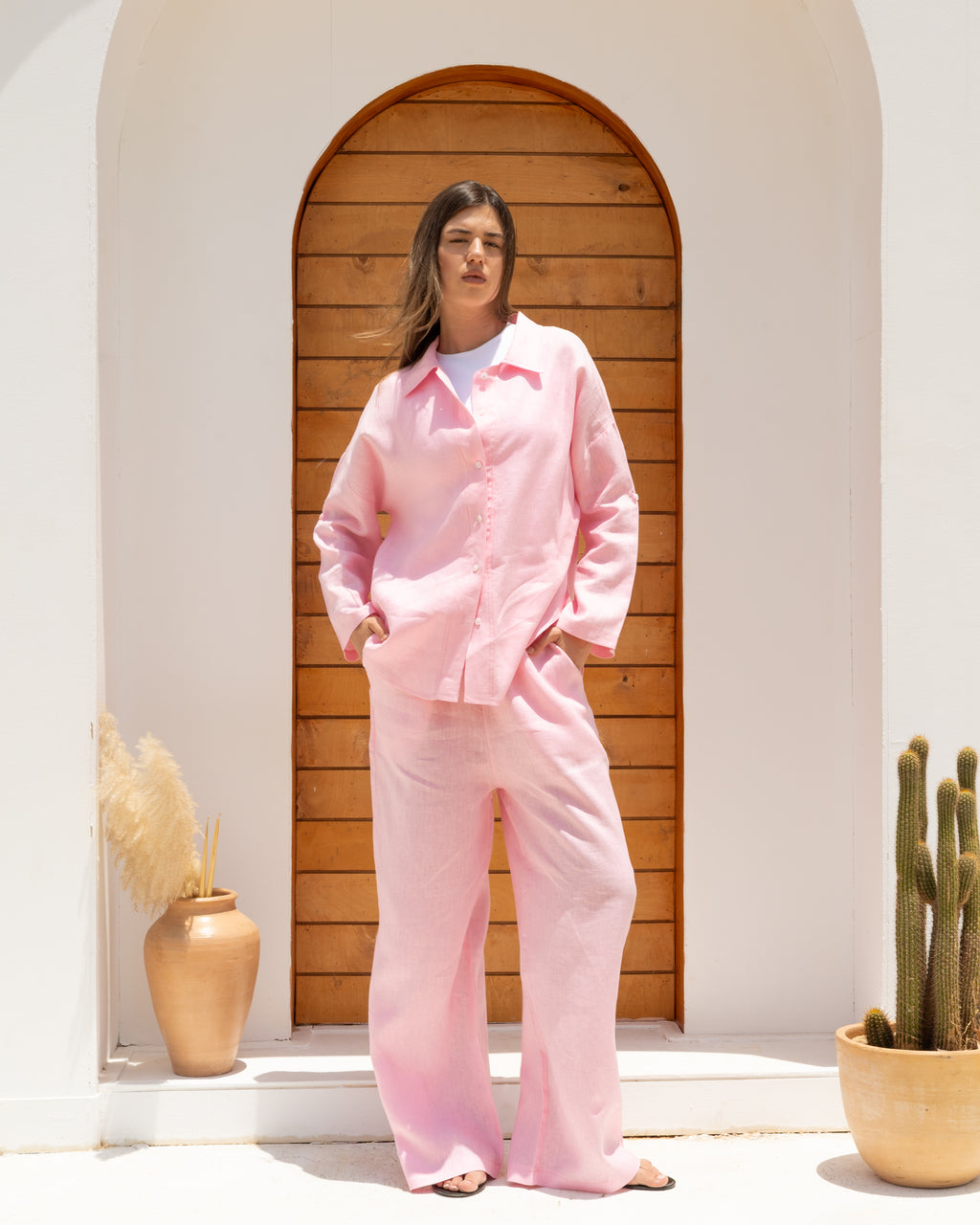 Linen Pants In Pink