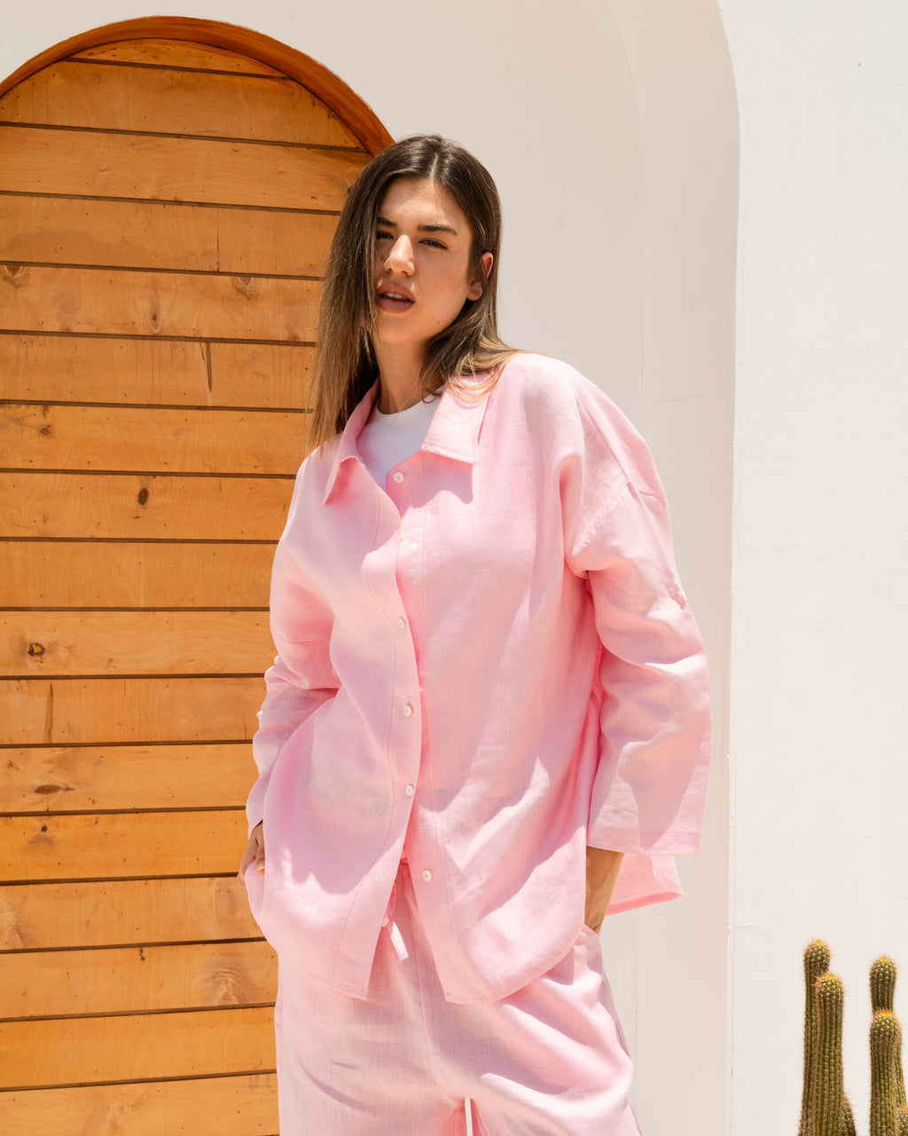 Linen Shirt In Pink
