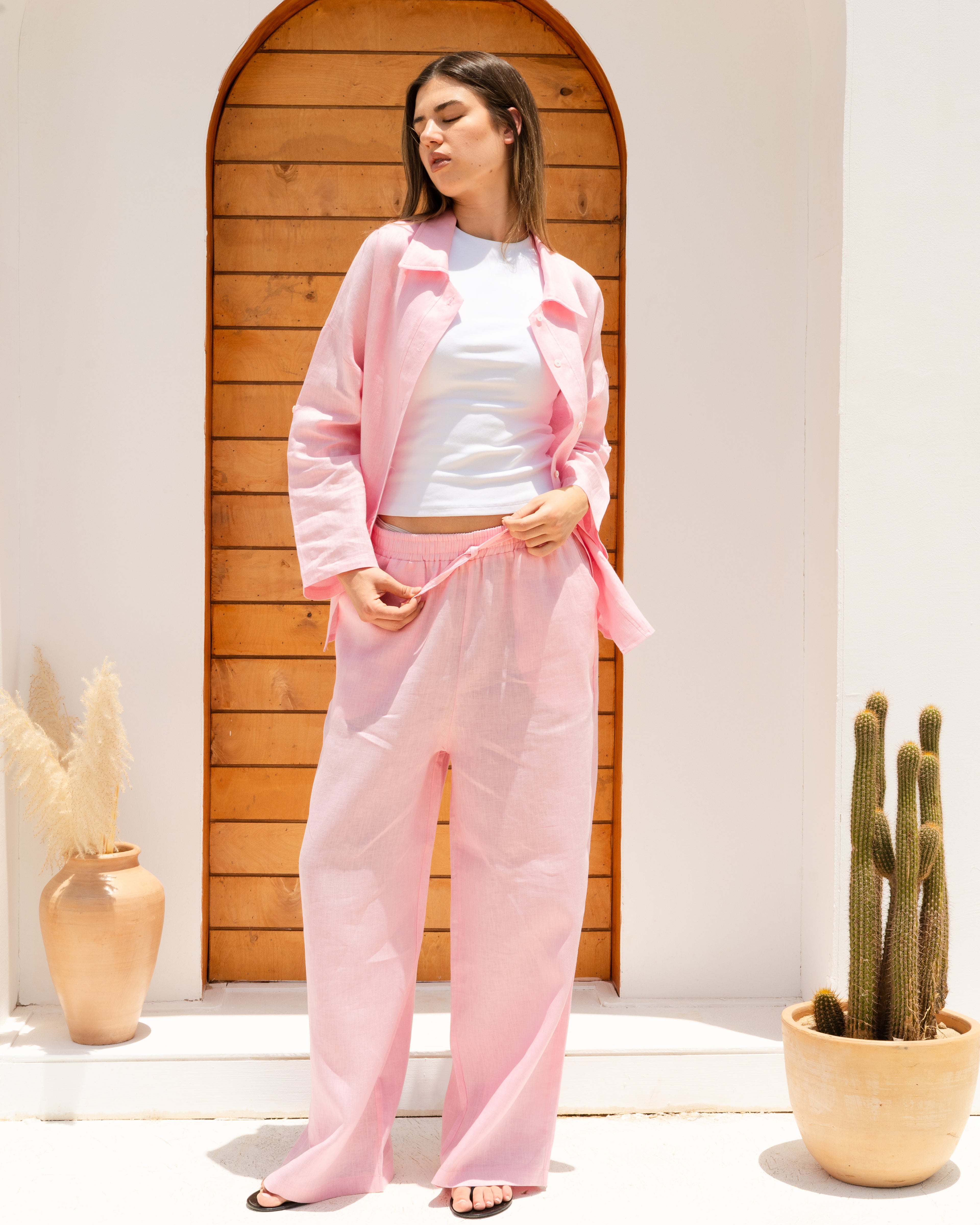 Linen Pants In Pink