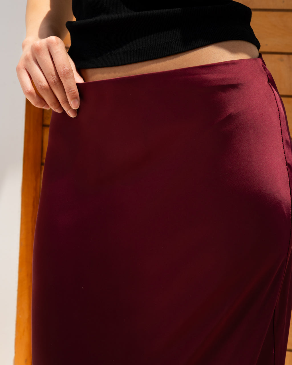 Satin Skirt In Burgundy