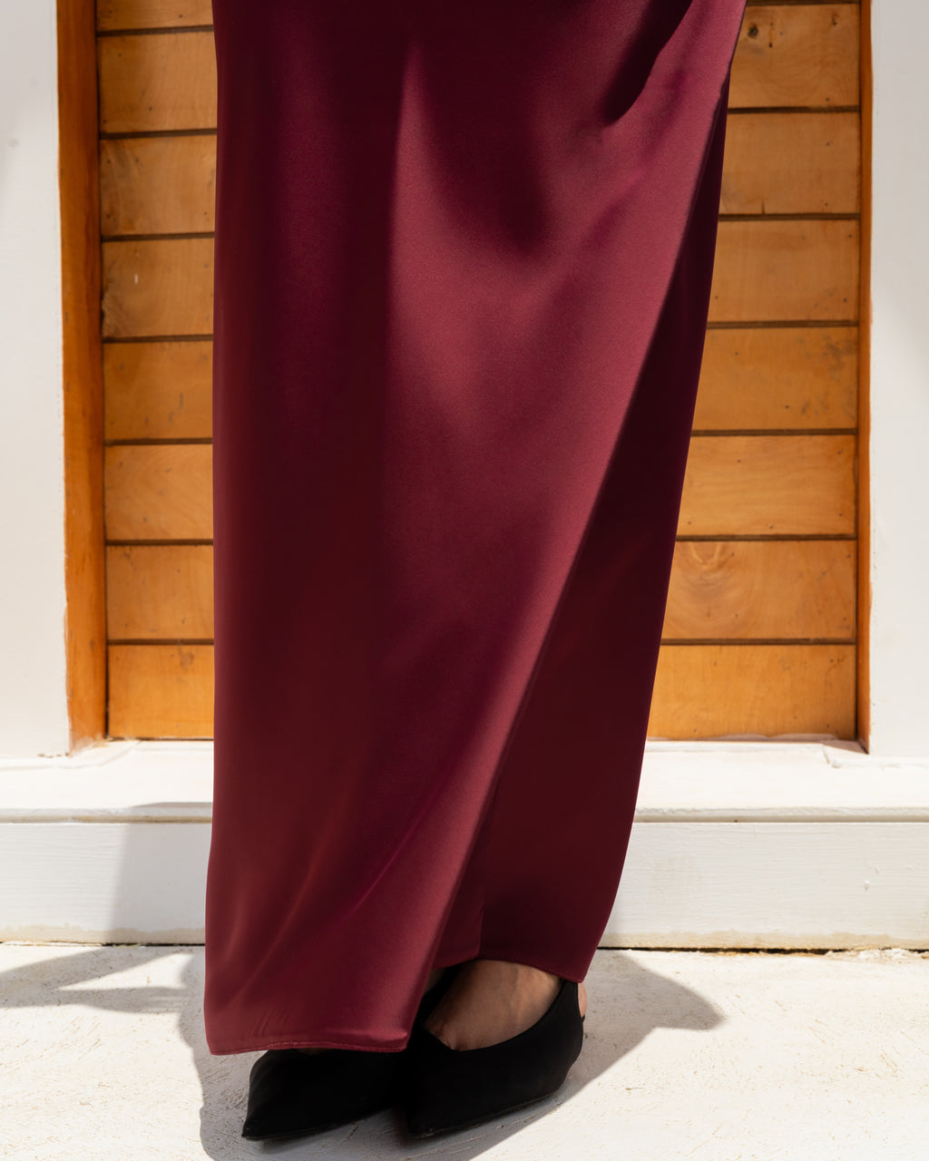 Satin Skirt In Burgundy