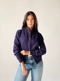 Zip-Up knit Cardigan in Navy Blue