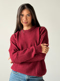 Round Neck Sweater in Burgundy