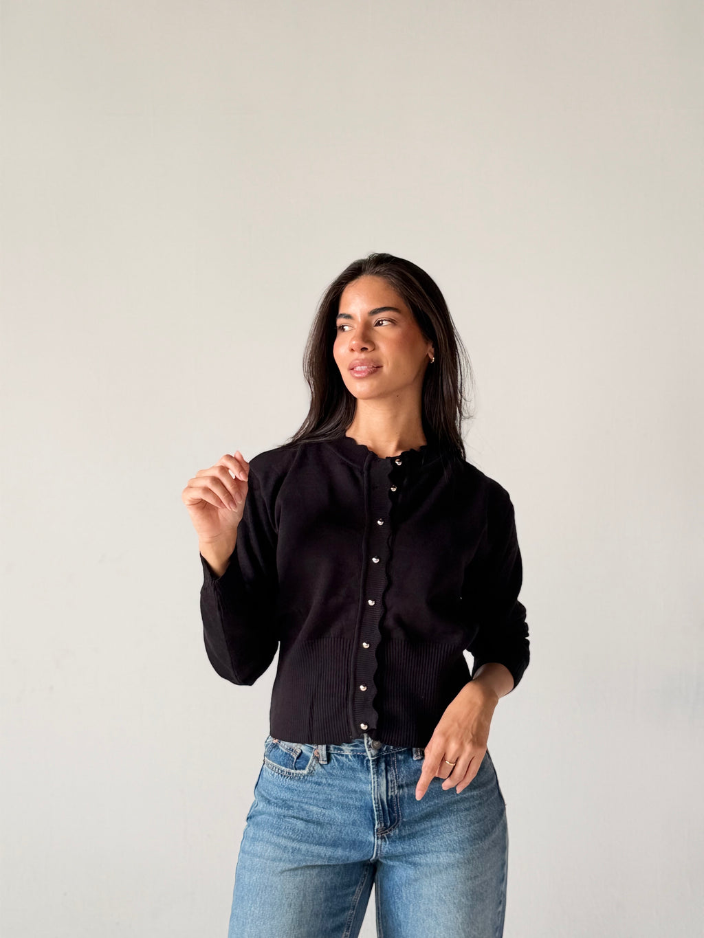 Soft Knit Cardigan in Black
