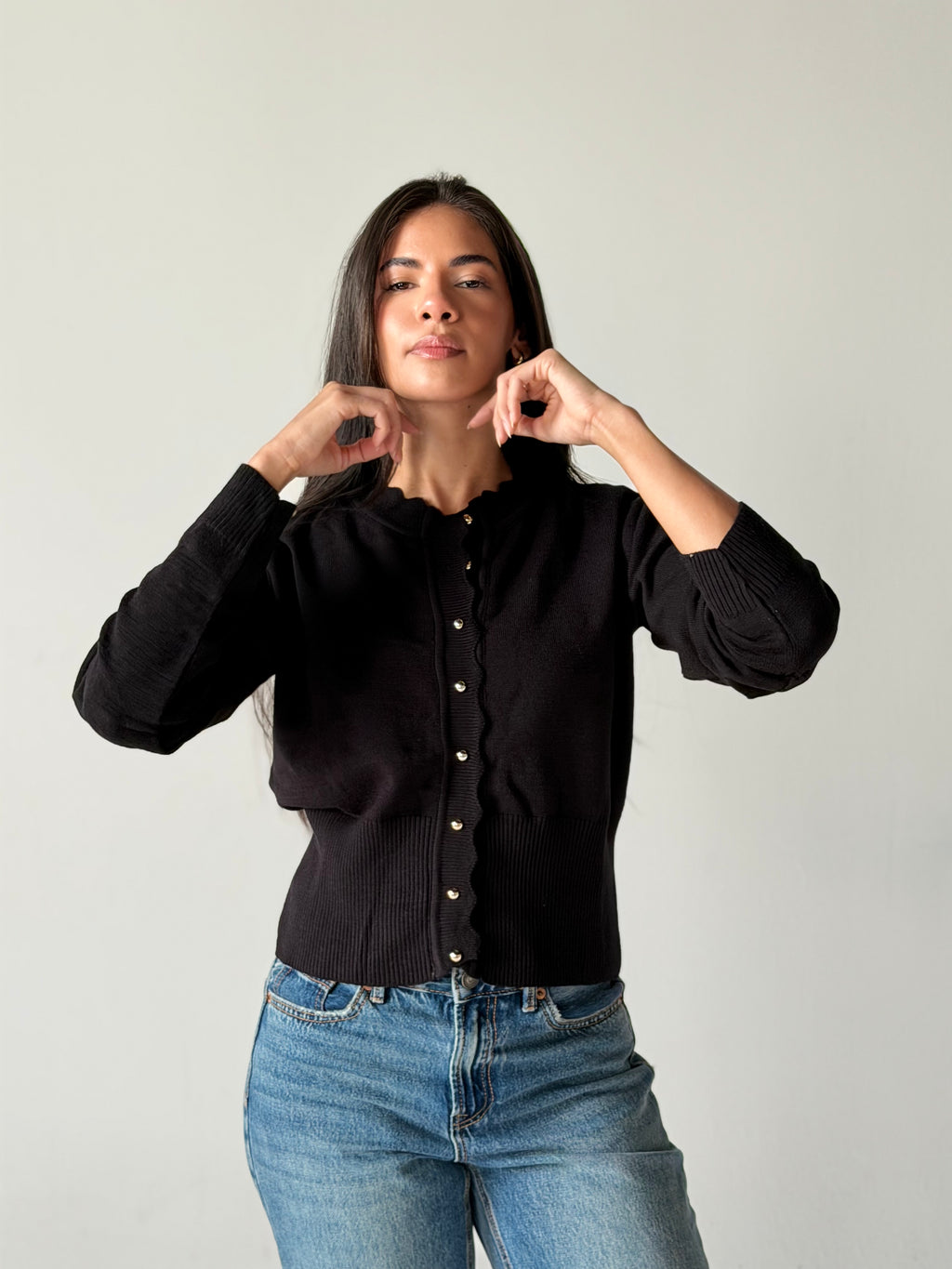 Soft Knit Cardigan in Black