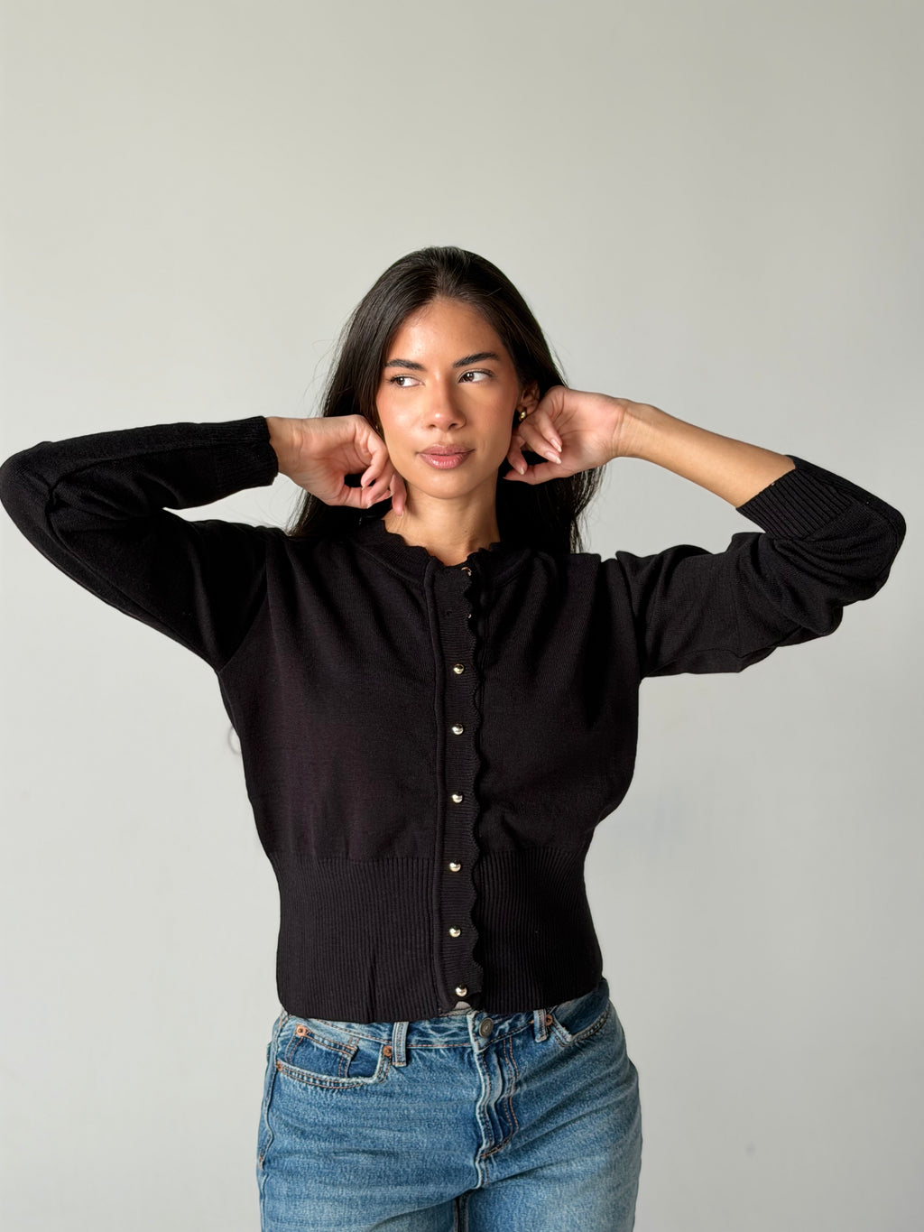 Soft Knit Cardigan in Black
