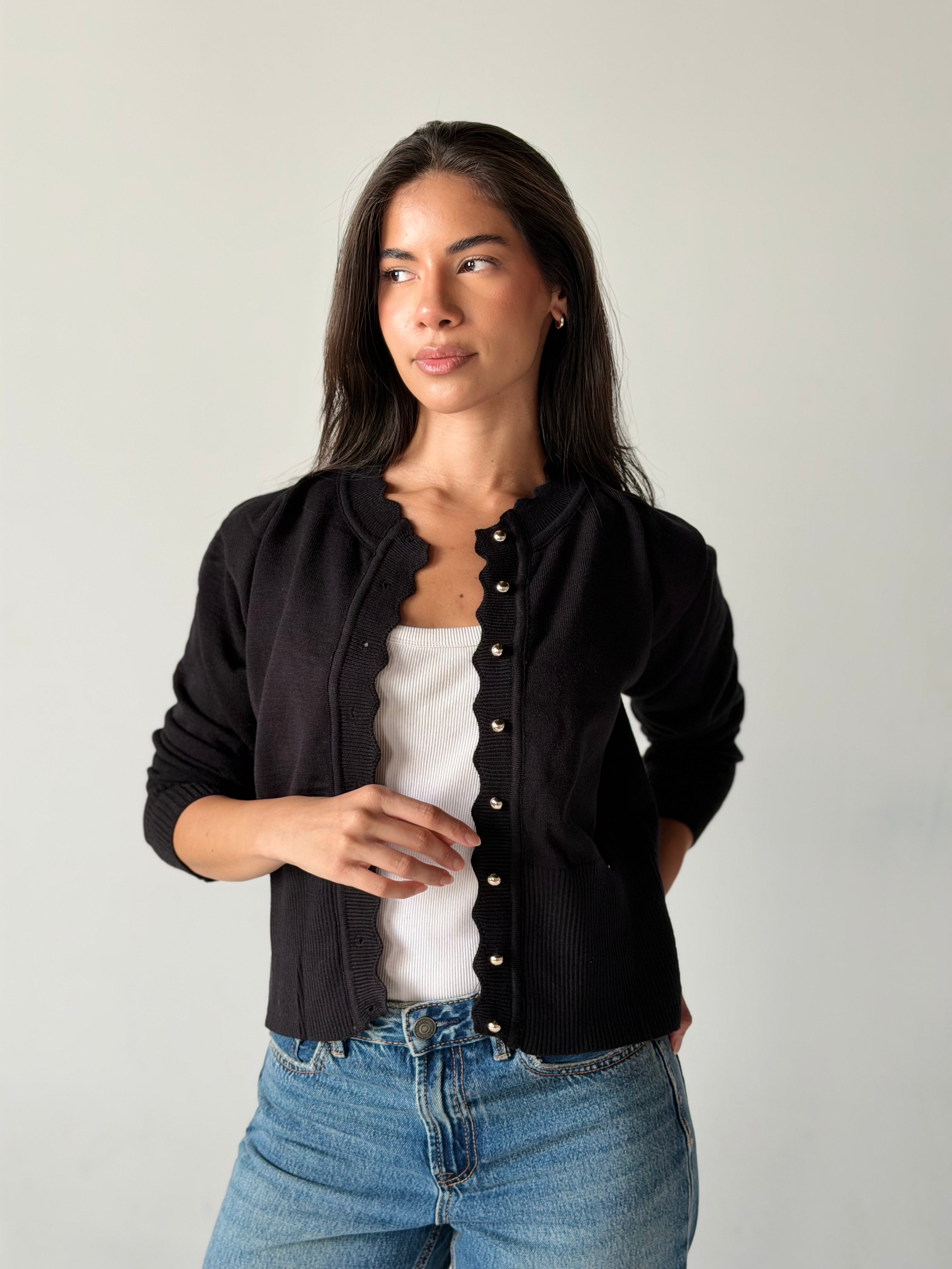 Soft Knit Cardigan in Black