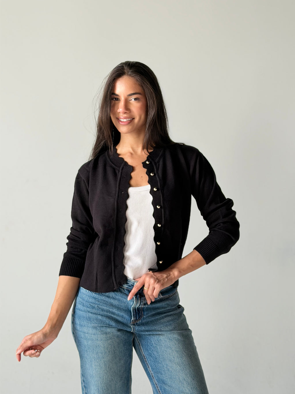 Soft Knit Cardigan in Black