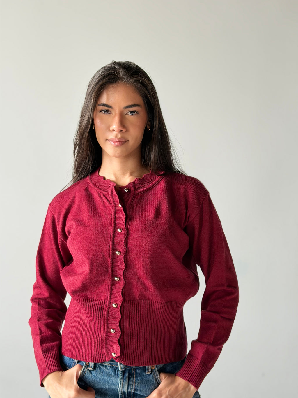 Soft Knit Cardigan in Burgundy