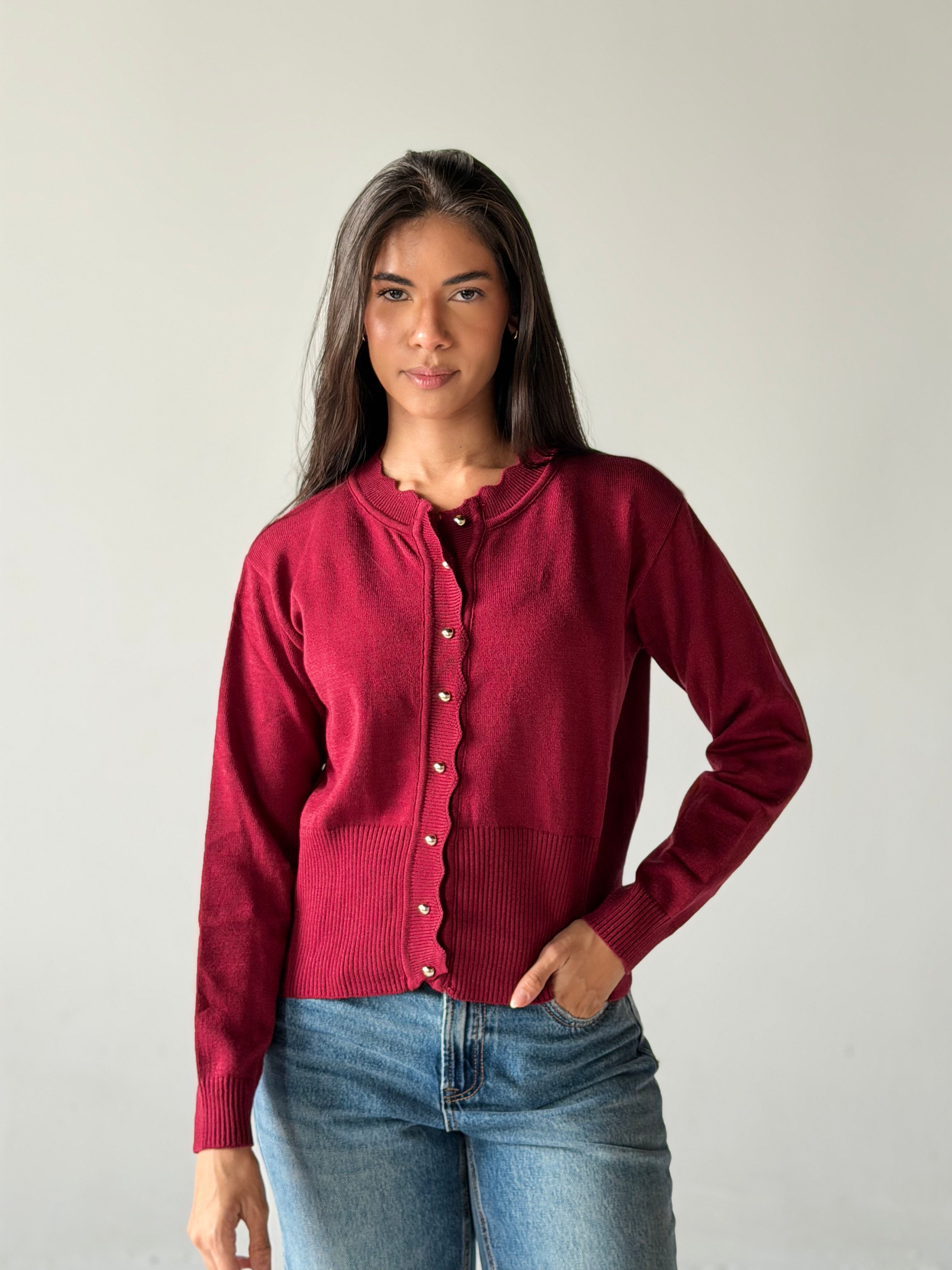 Soft Knit Cardigan in Burgundy