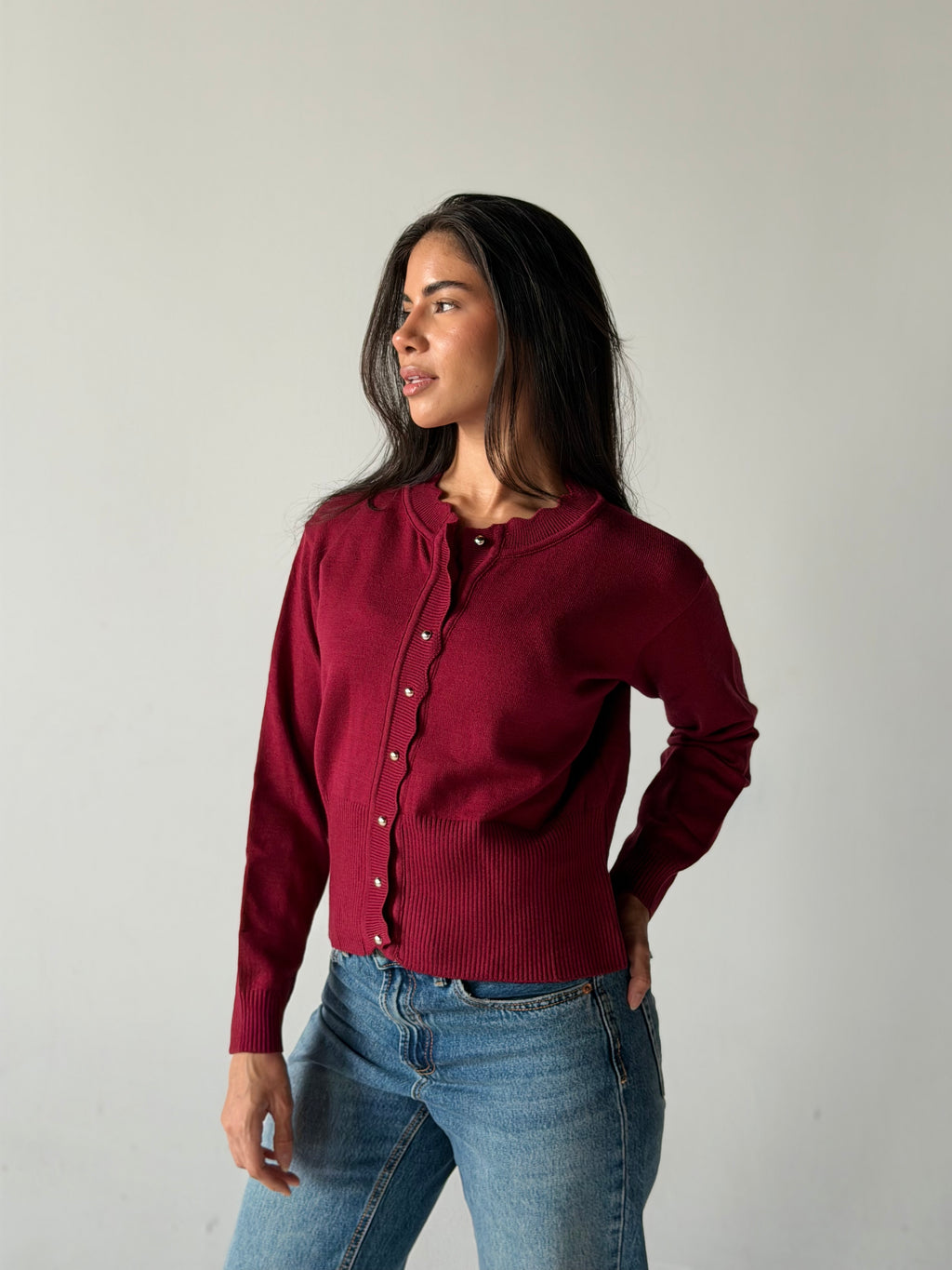 Soft Knit Cardigan in Burgundy