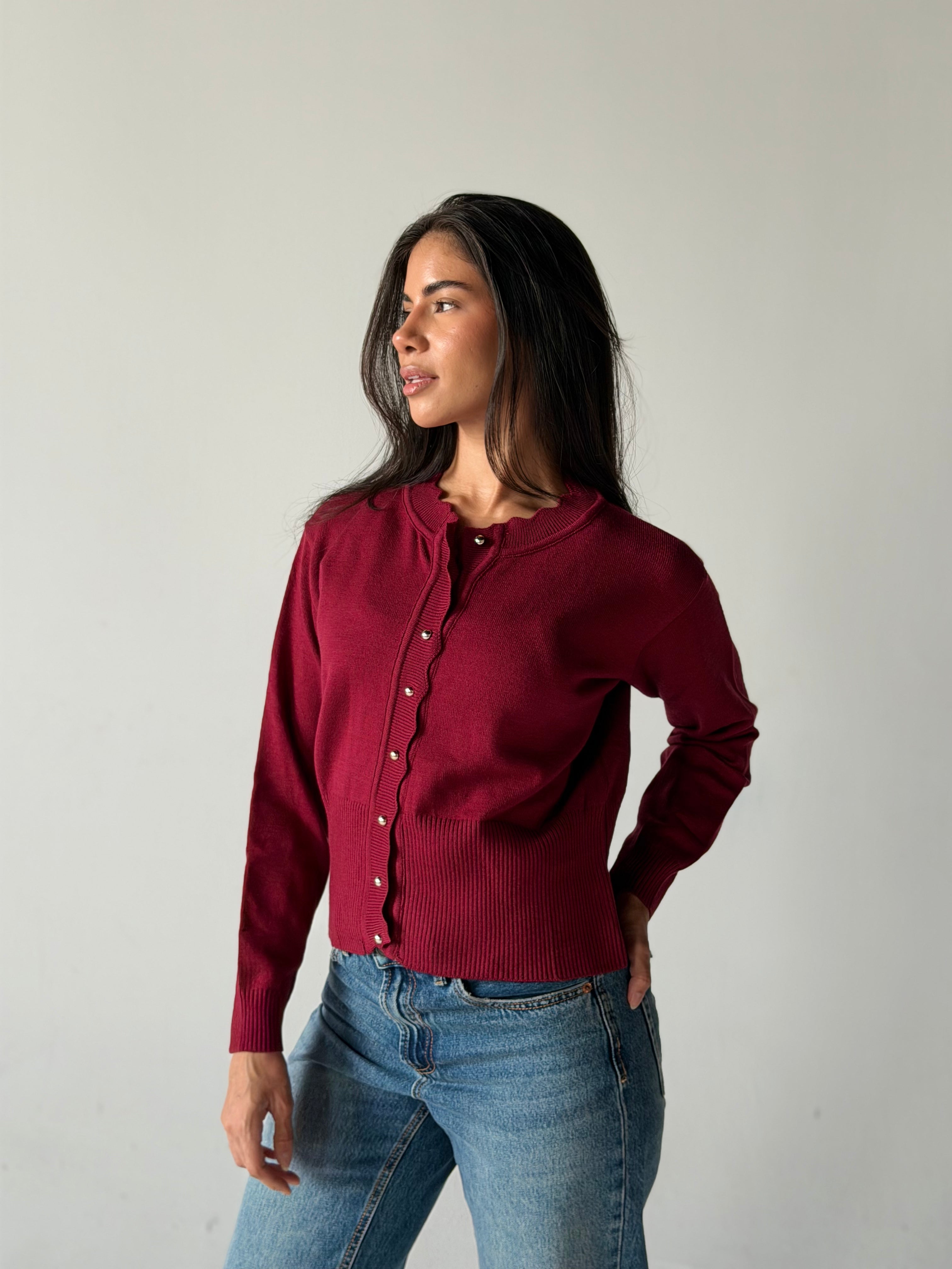 Soft Knit Cardigan in Burgundy