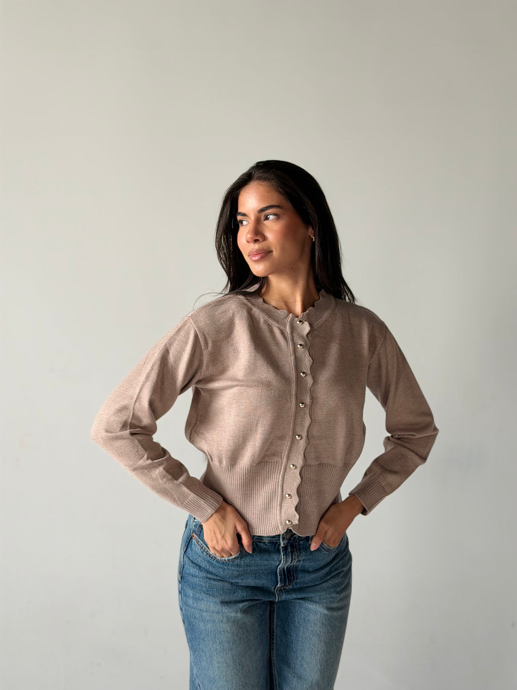 Soft Knit Cardigan in Beige