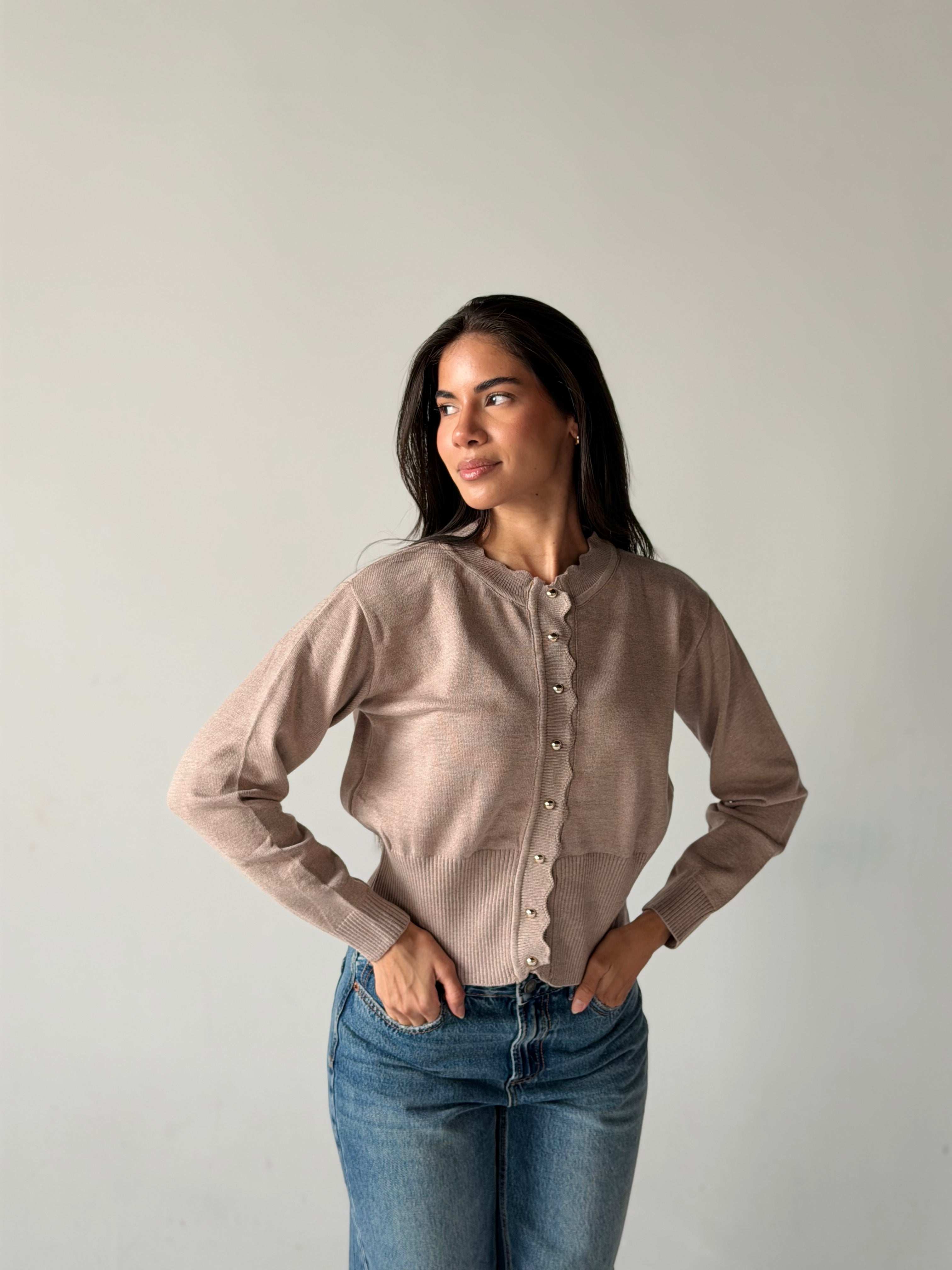 Soft Knit Cardigan in Beige