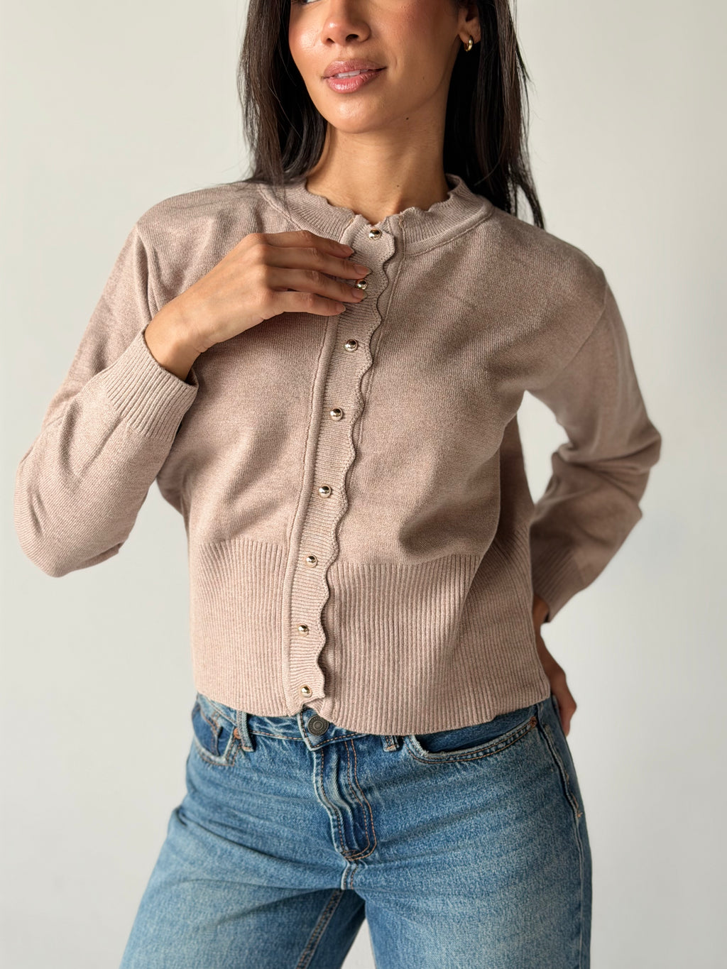 Soft Knit Cardigan in Beige