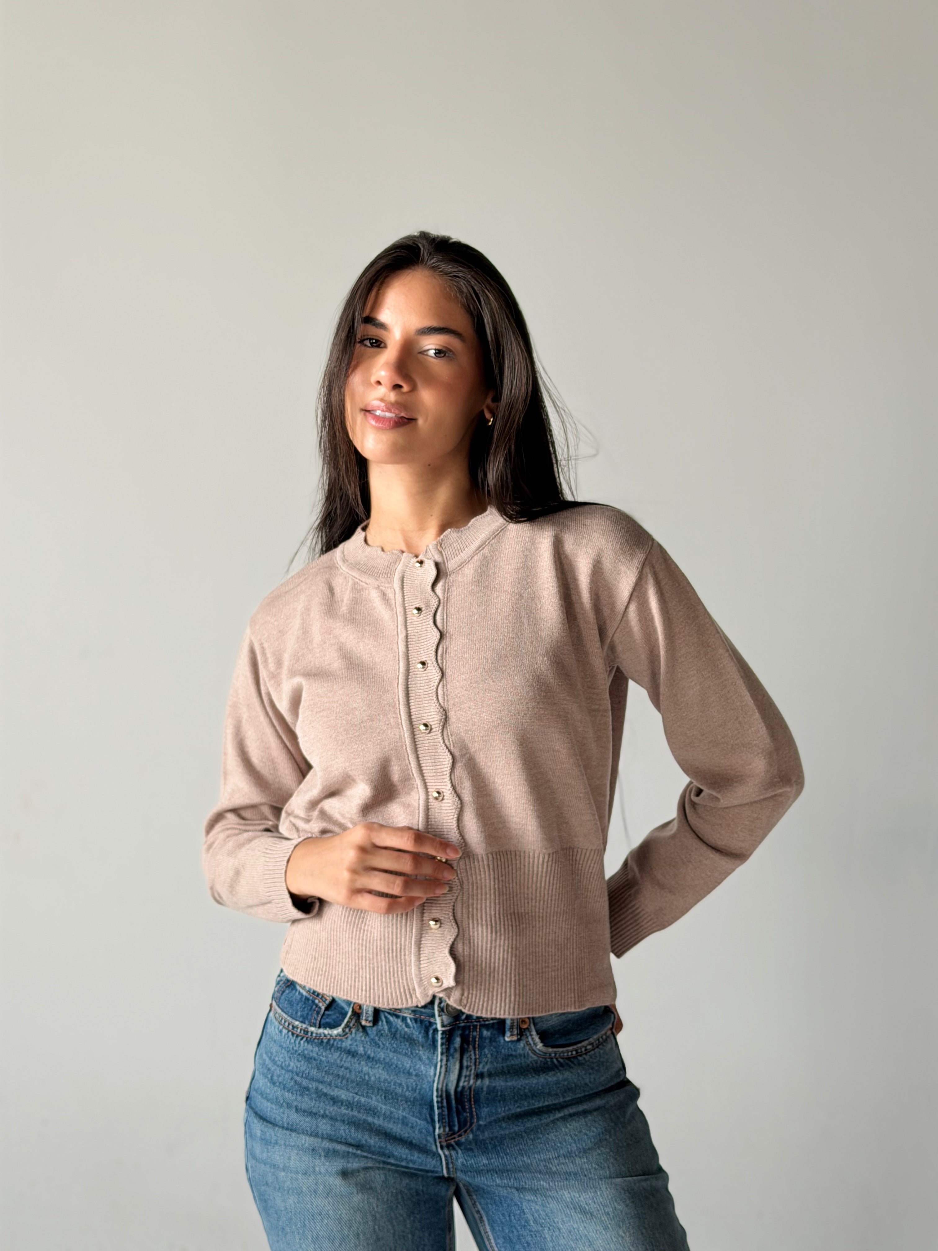 Soft Knit Cardigan in Beige
