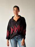 Argyle oversized Polo Sweater in Black