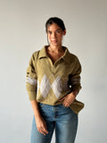 Argyle oversized Polo Sweater in light Green