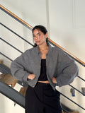 Cropped Bomber Jacket in Grey
