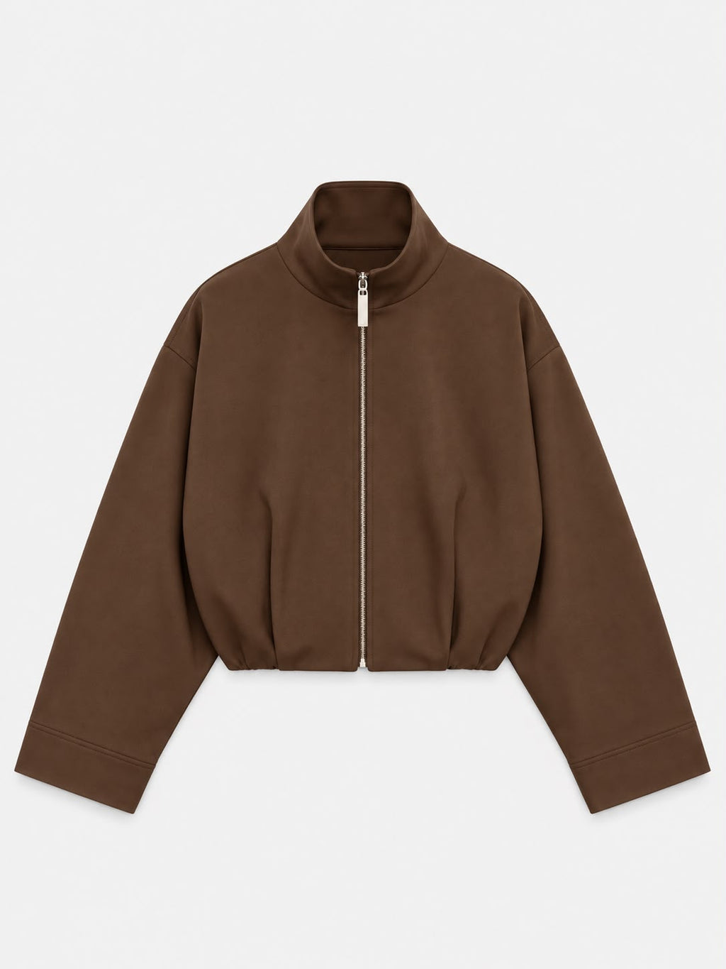 High-Neck Bomber Jacket In Brown