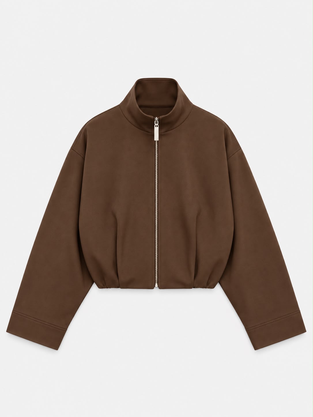 High-Neck Bomber Jacket In Brown