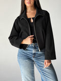 High-Neck Bomber Jacket In Black
