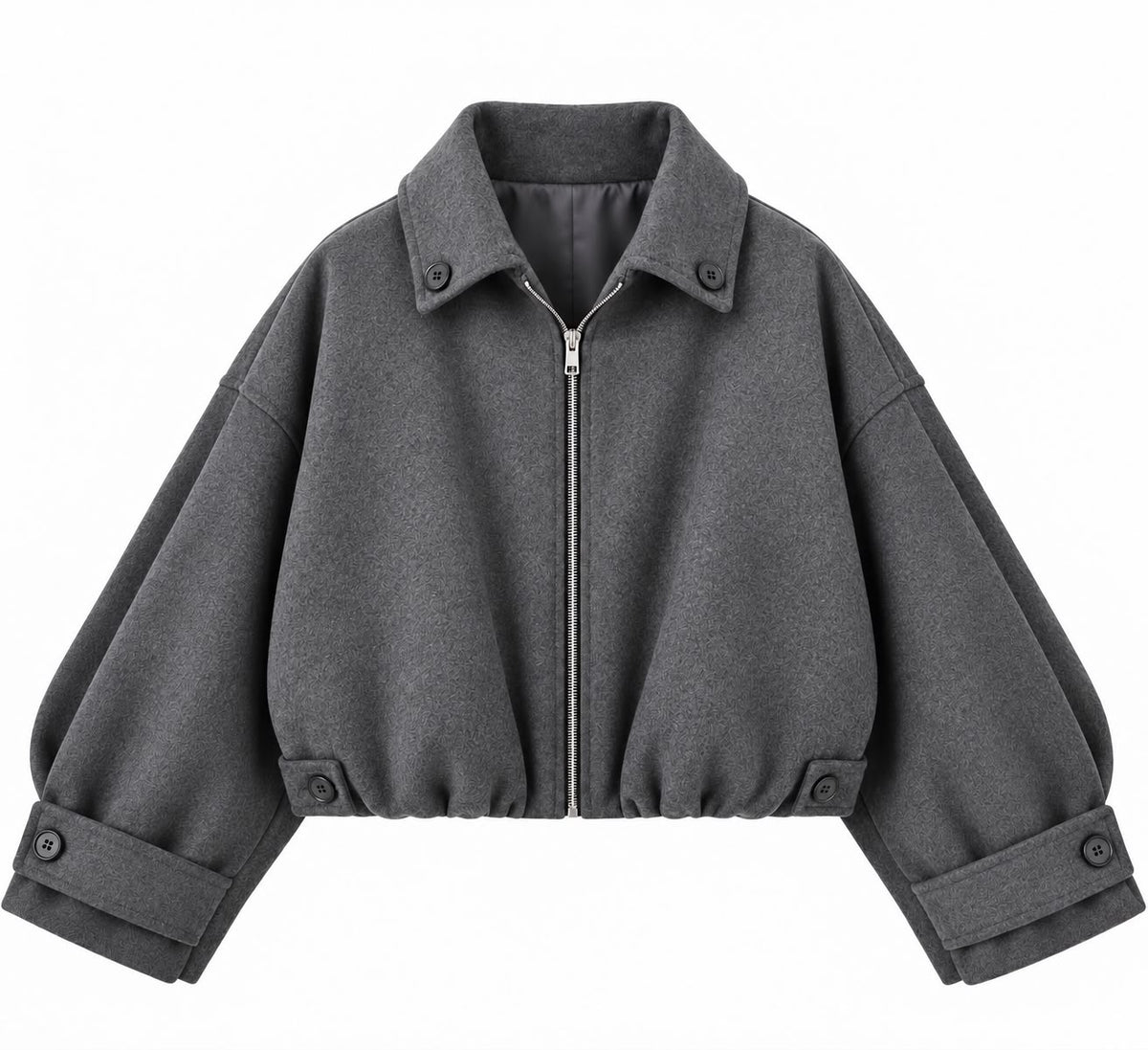 Cropped Bomber Jacket in Grey