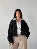 Cropped Bomber Jacket in Black
