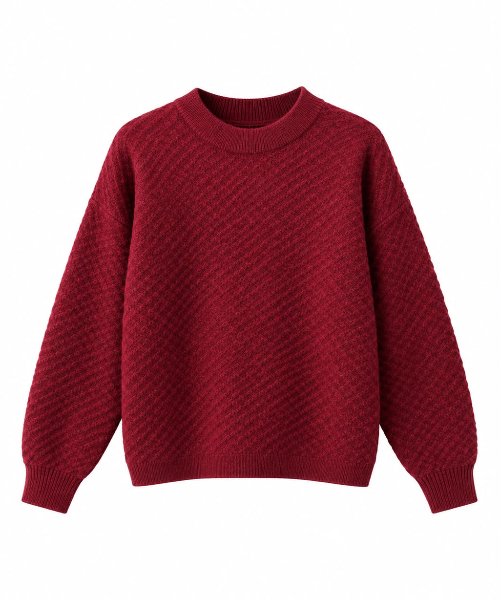 Round Neck Sweater in Burgundy