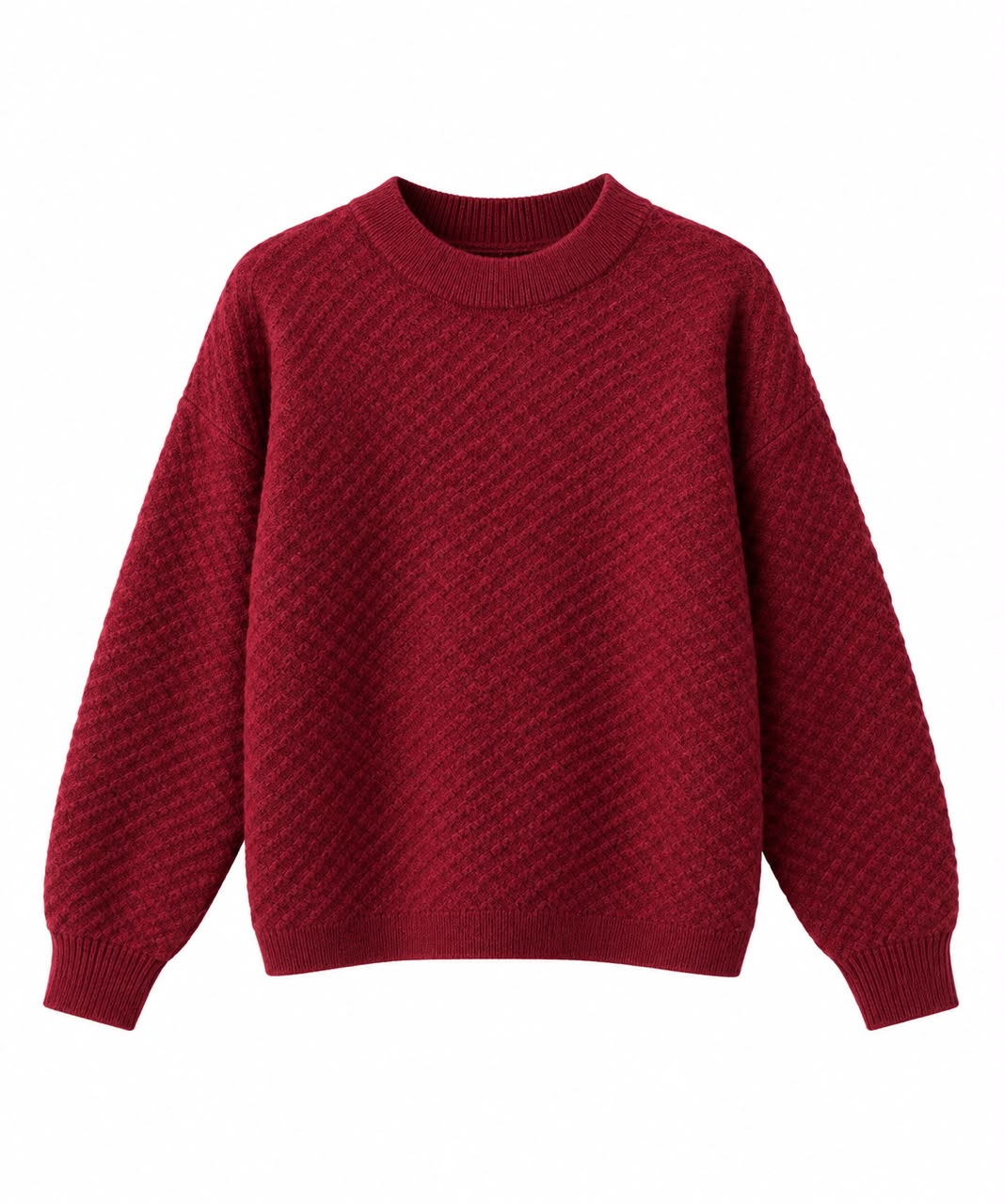 Round Neck Sweater in Burgundy