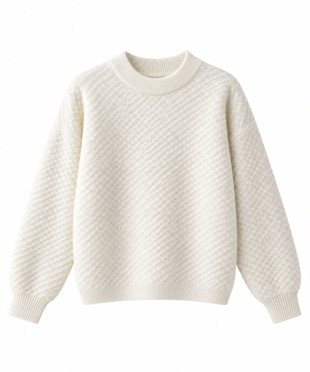 Round Neck Sweater in White