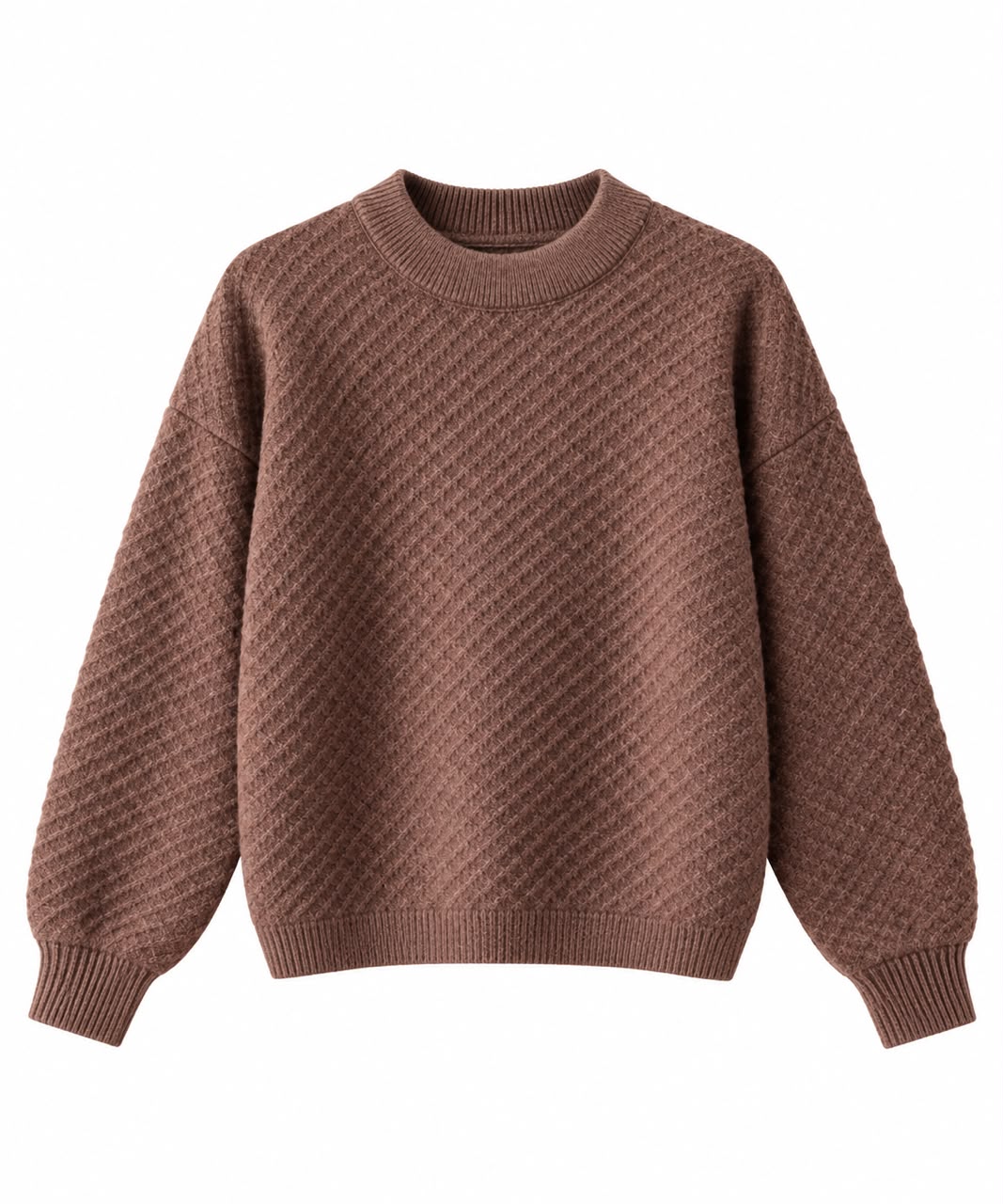 Round Neck Sweater in Brown Mauve