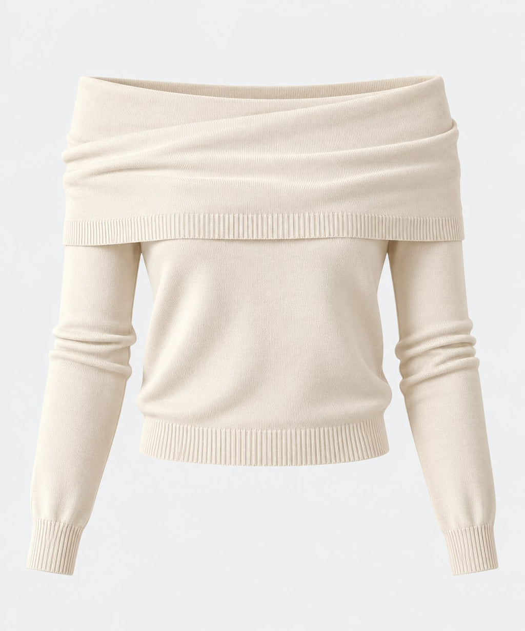 Off-Shoulder Sweater in White