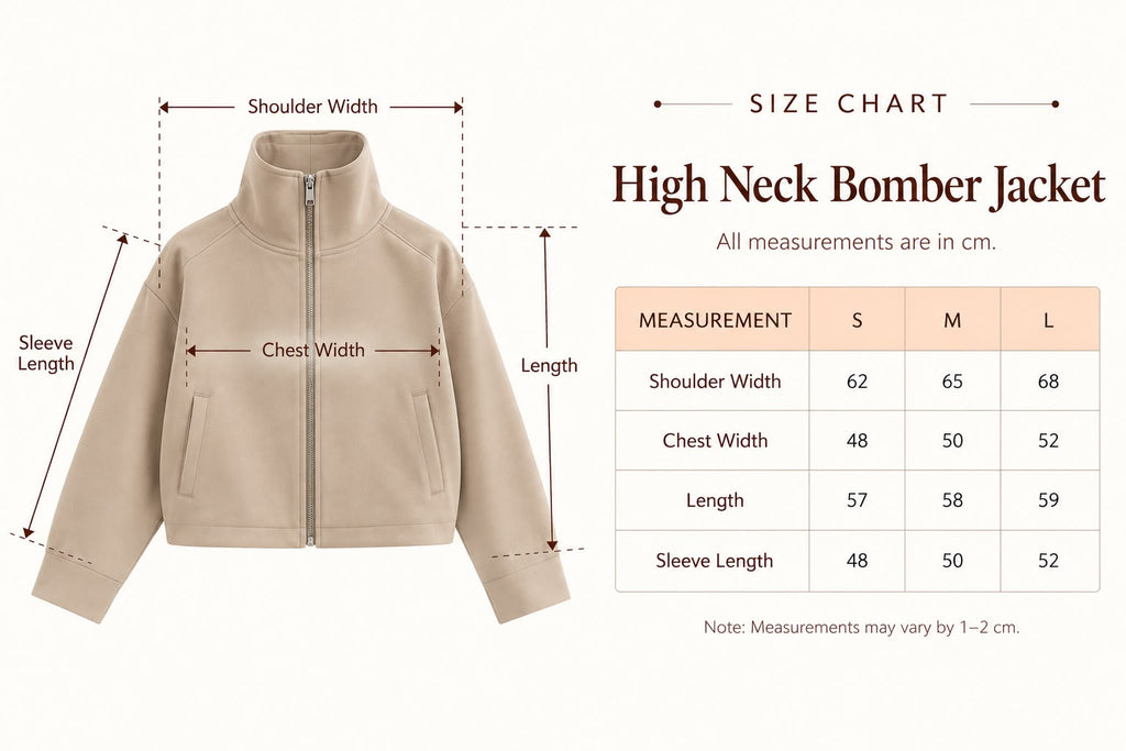 High-Neck Bomber Jacket In Brown
