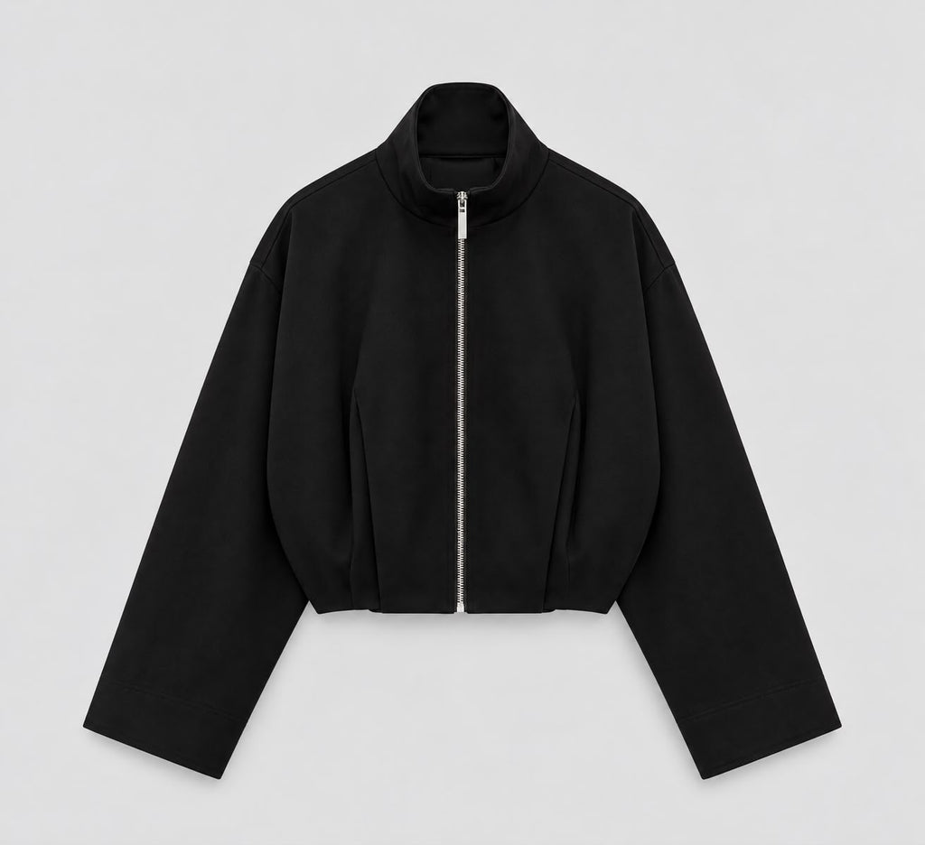 High-Neck Bomber Jacket In Black