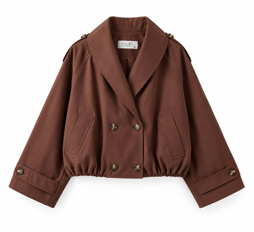 Balloon Trench Jacket in Brown