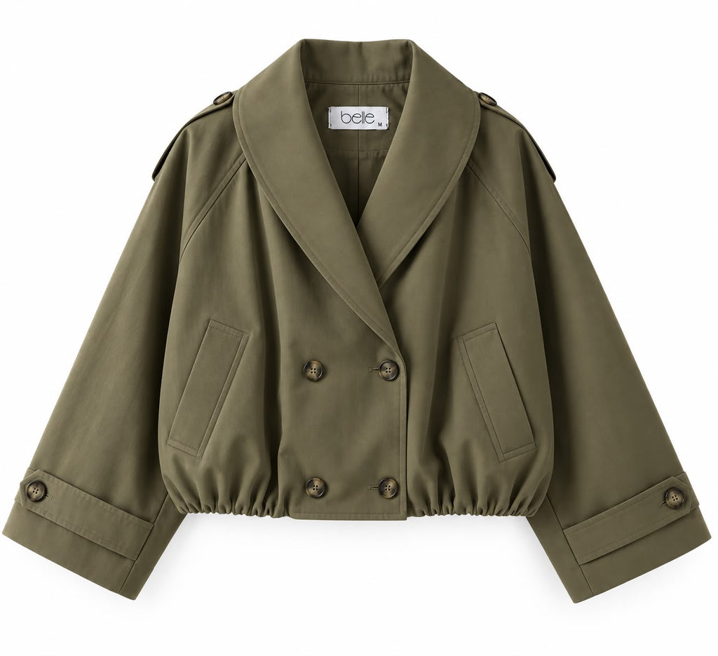 Balloon Trench Jacket in Olive