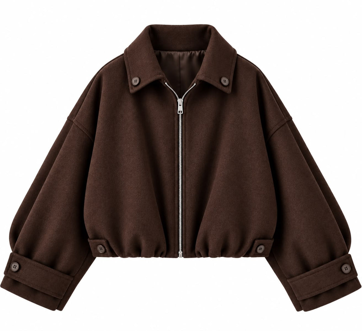 Cropped Bomber Jacket in Brown