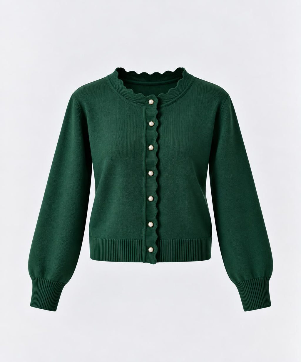 Soft Knit Cardigan in Dark Green