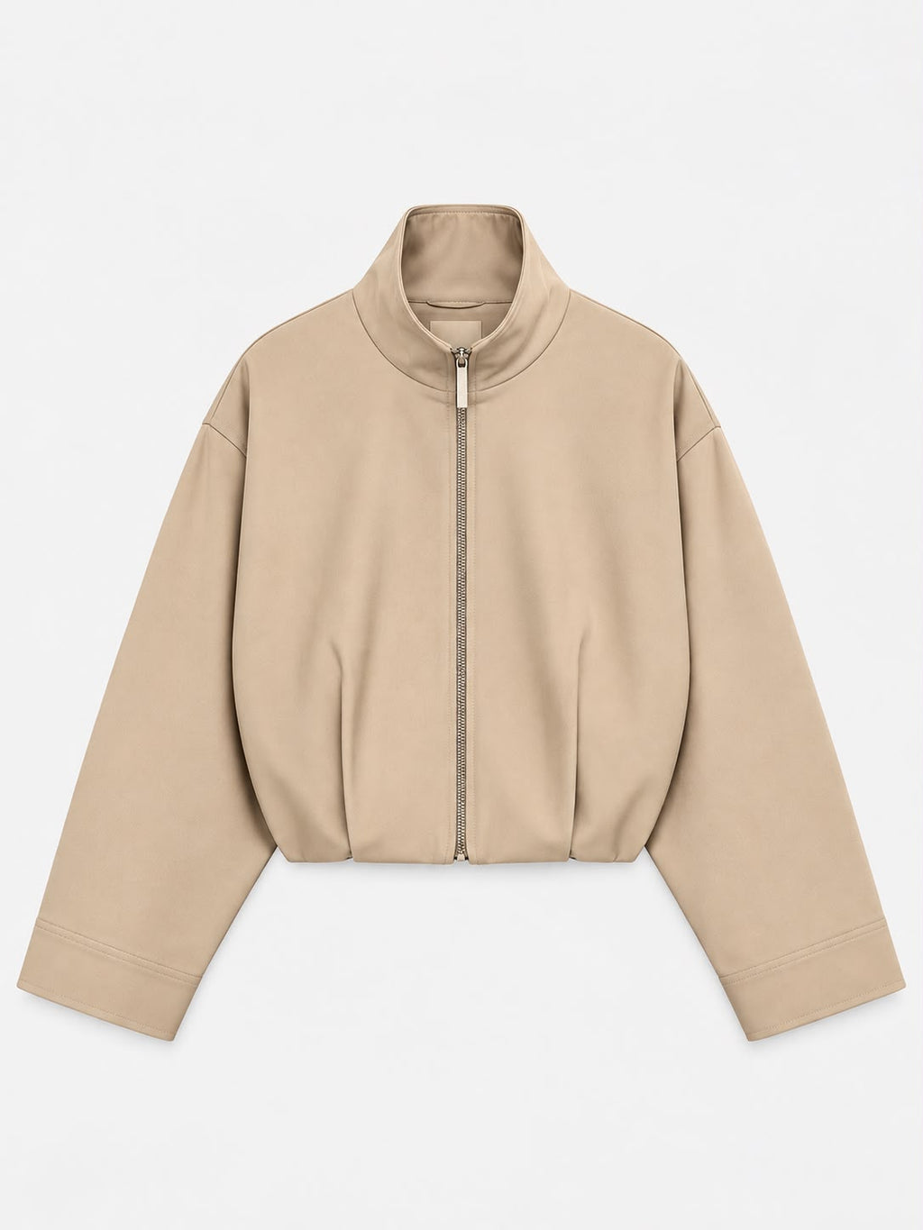 High-Neck Bomber Jacket In Beige